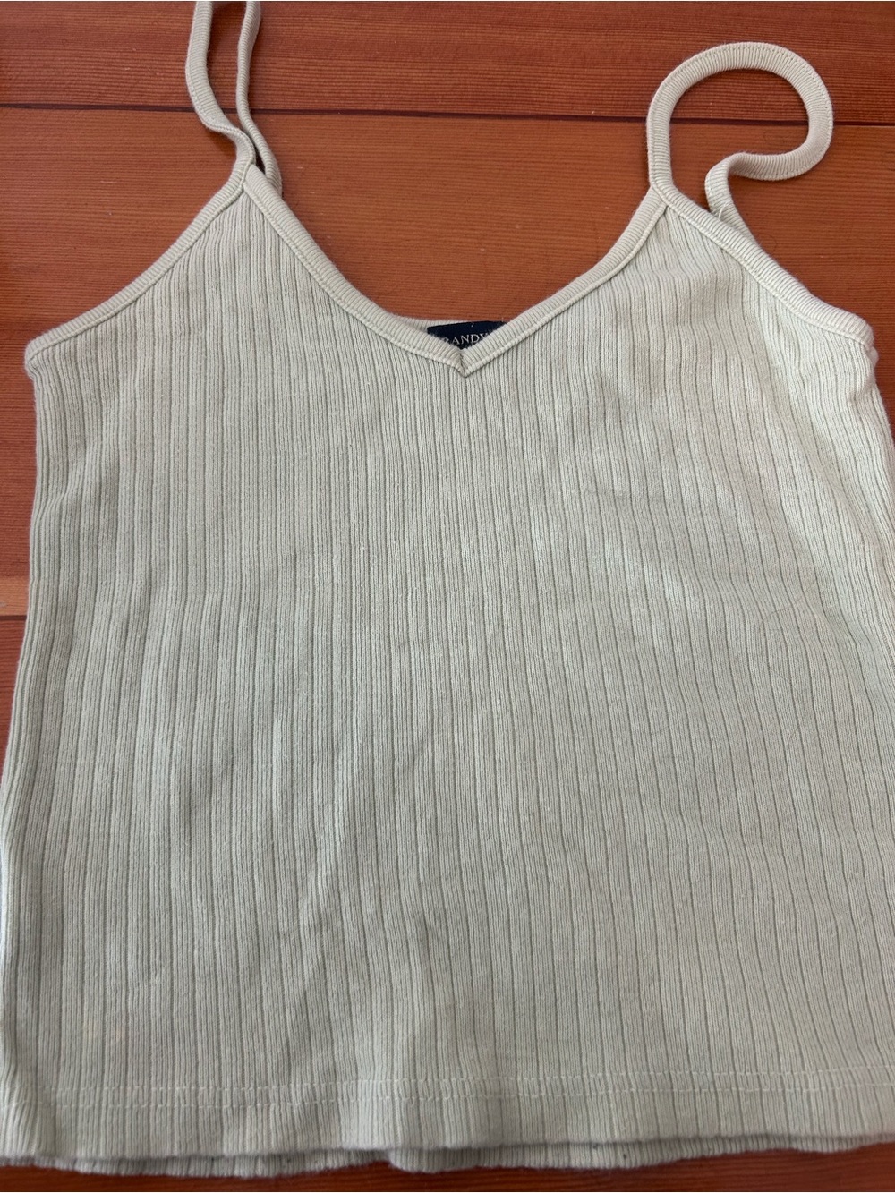 Brandy Melville Ribbed V-Neck Spaghetti Strap Tank - Cream